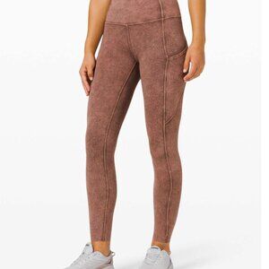 Lululemon Fast and Free Tight II 25" Ice Wash Brown Earth Sz 6